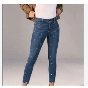 Abercrombie & Fitch Simone High Rise Ankle Floral Embroidered Jeans Size 33 -16S